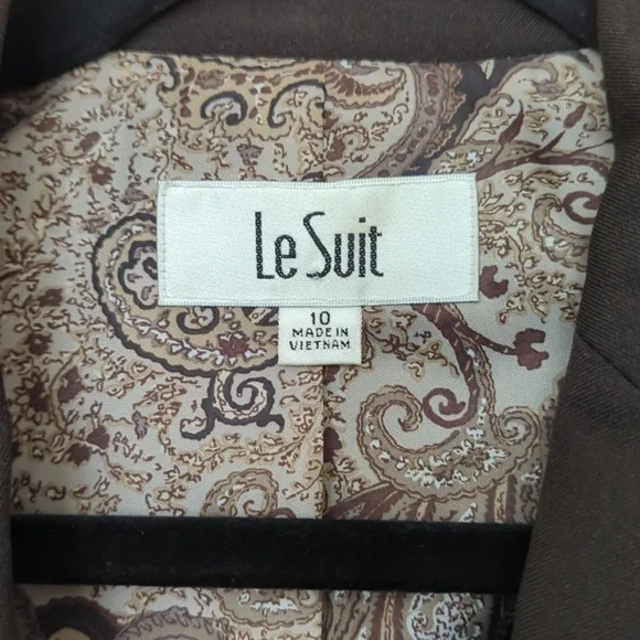 Le Suit Brown 3 Button Fitted Blazer Size 10 - Picture 7 of 8